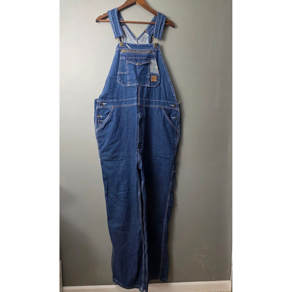 Berne Mens Unlined Bib Overalls Blue Denim Workwear 44x32 B1105WD